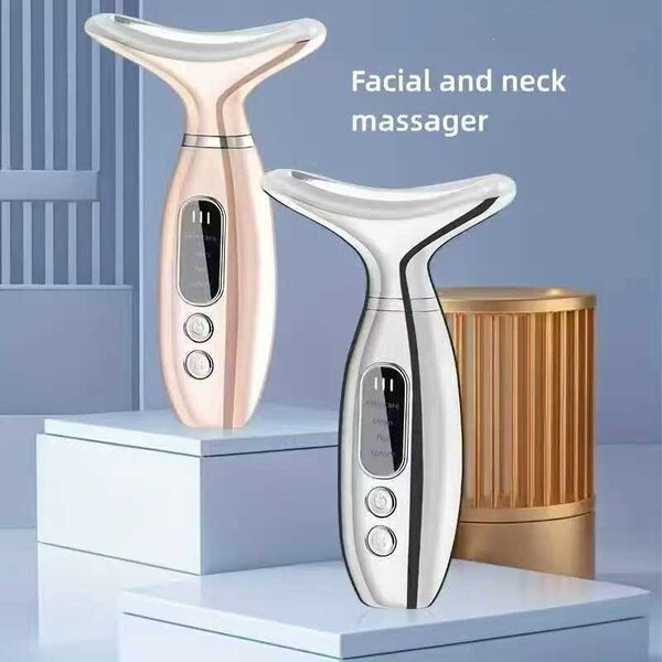 Electroplated Vibrating Heat Therapy V-Face Tool | Portable Neck Beauty Massager | Neck Beauty Device | ISMT260731A258