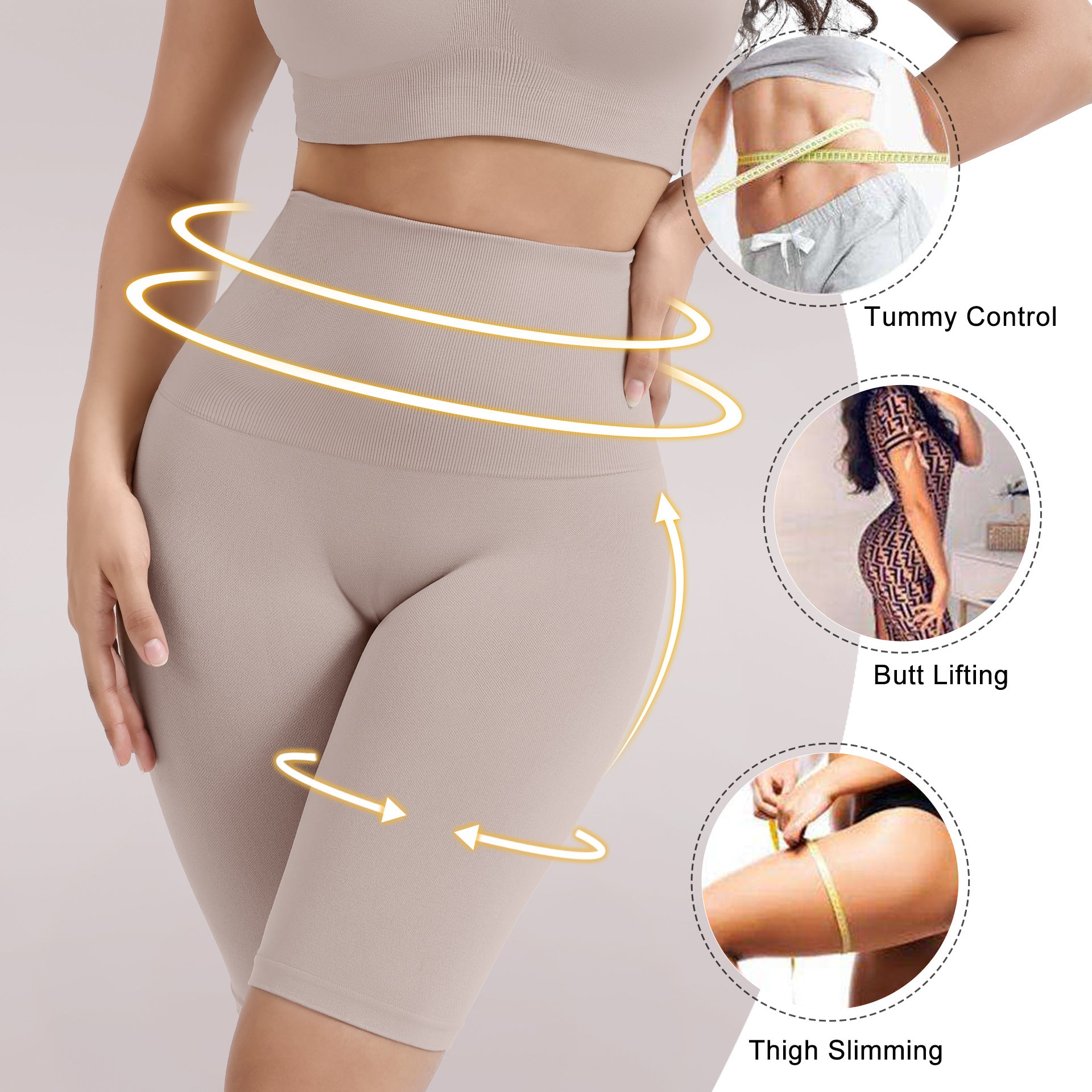 Traceless High Waist Tinting Hip Pants | Five-Point Shaping Safety Panty | China Imported | ISHR251107845