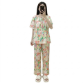 Cotton Silk Korean Style Pajama Set (Floral Edition) | Two-Piece Set | Loose Fit | Summer Comfort | CLS260701A182