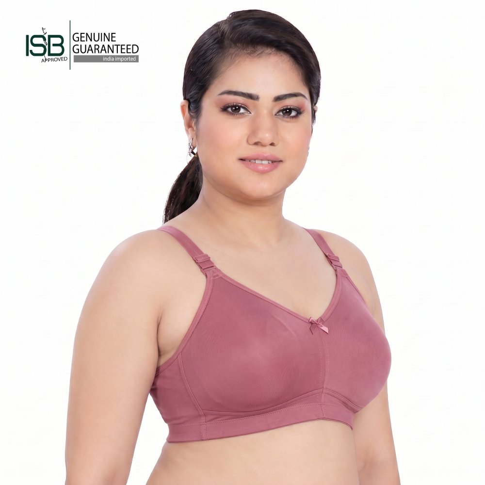 KISSES LIZA Non-Padded, Non-Wired, Full Coverage, Seamless 100% Cotton Feel Fabric Bra | C D Cup | Indian Imported | ISB Approved Genuine Guaranteed | IB260608A147