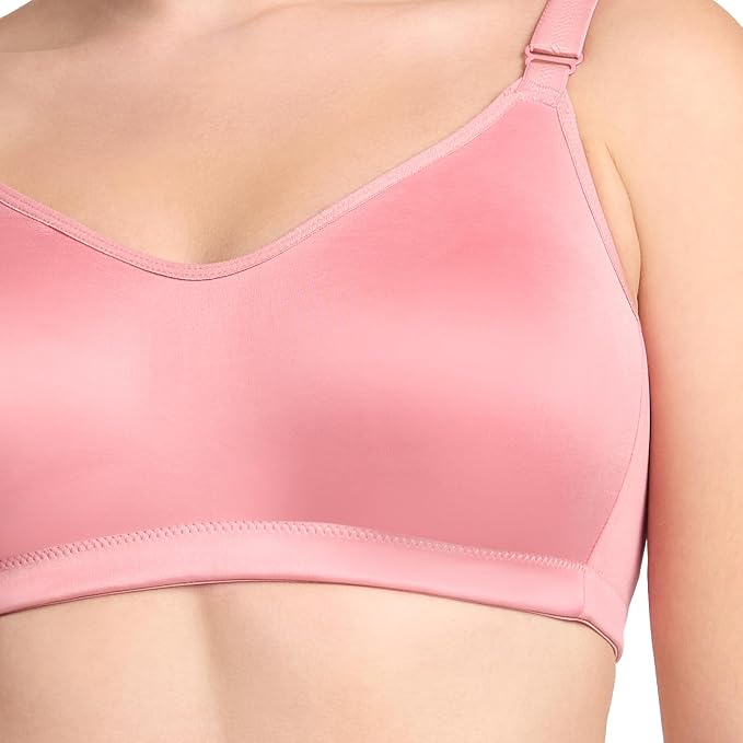Trylo Riza Superfit Cotton Fabric Non-Padded Non-Wired Seamless T-Shirt Bra | 4 Hook | Cup C/D | Indian Imported | ISB Approved Genuine Guaranteed | IB260911A366