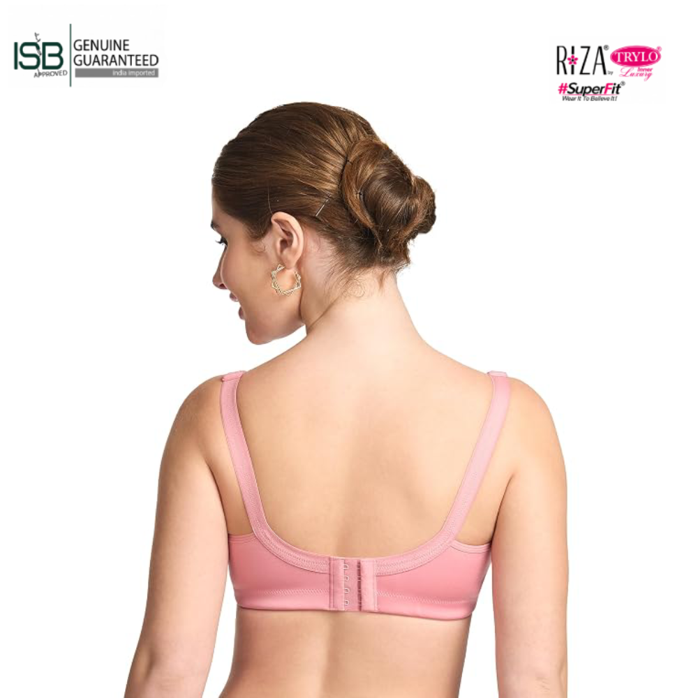 Trylo Riza Superfit Cotton Fabric Non-Padded Non-Wired Seamless T-Shirt Bra | 4 Hook | Cup C/D | Indian Imported | ISB Approved Genuine Guaranteed | IB260911A366
