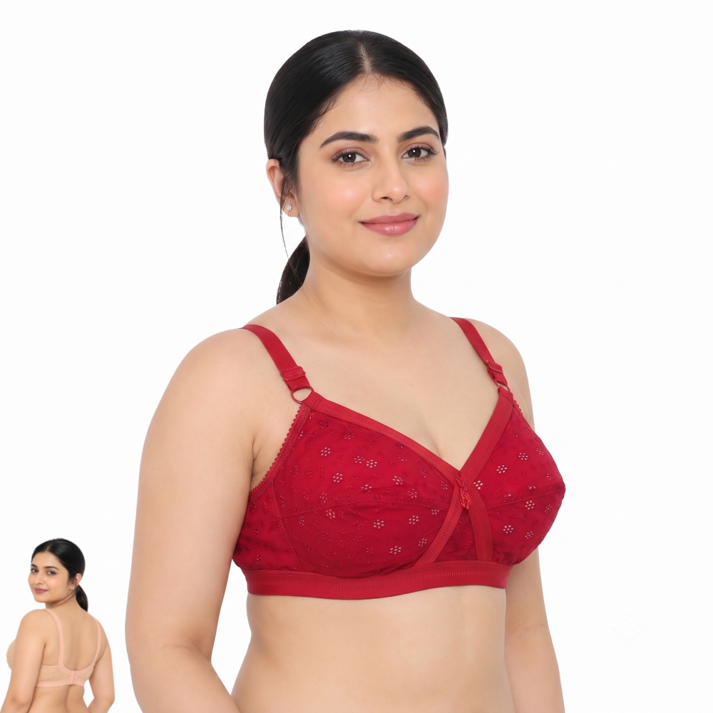 LikeMe RUCHI Chicken Bra (4 Hook Edition) | Full Cup Comfort | Cotton Fabric | Everyday Support | KB21101001