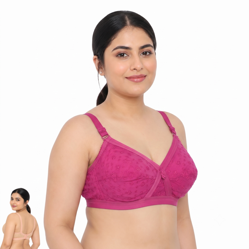 LikeMe RUCHI Chicken Bra (4 Hook Edition) | Full Cup Comfort | Cotton Fabric | Everyday Support | KB21101001