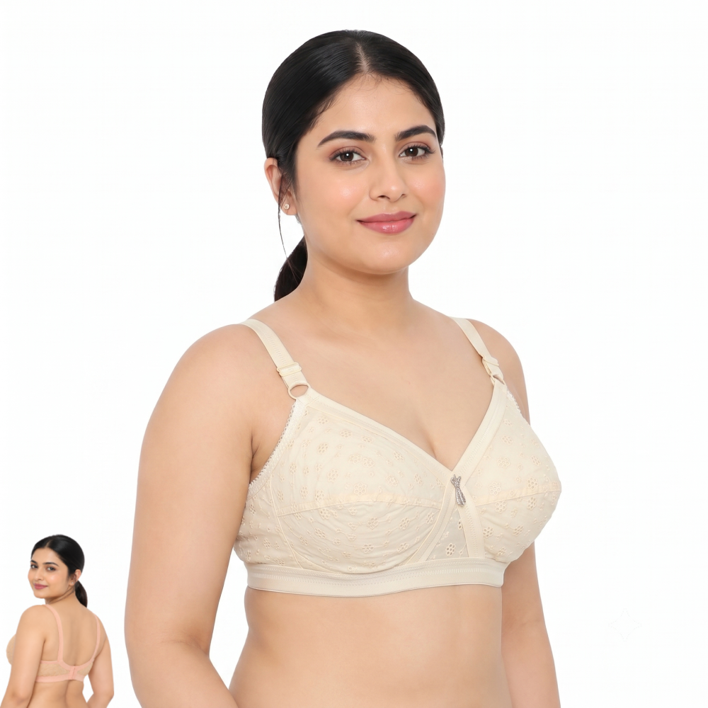 LikeMe RUCHI Chicken Bra (4 Hook Edition) | Full Cup Comfort | Cotton Fabric | Everyday Support | KB21101001