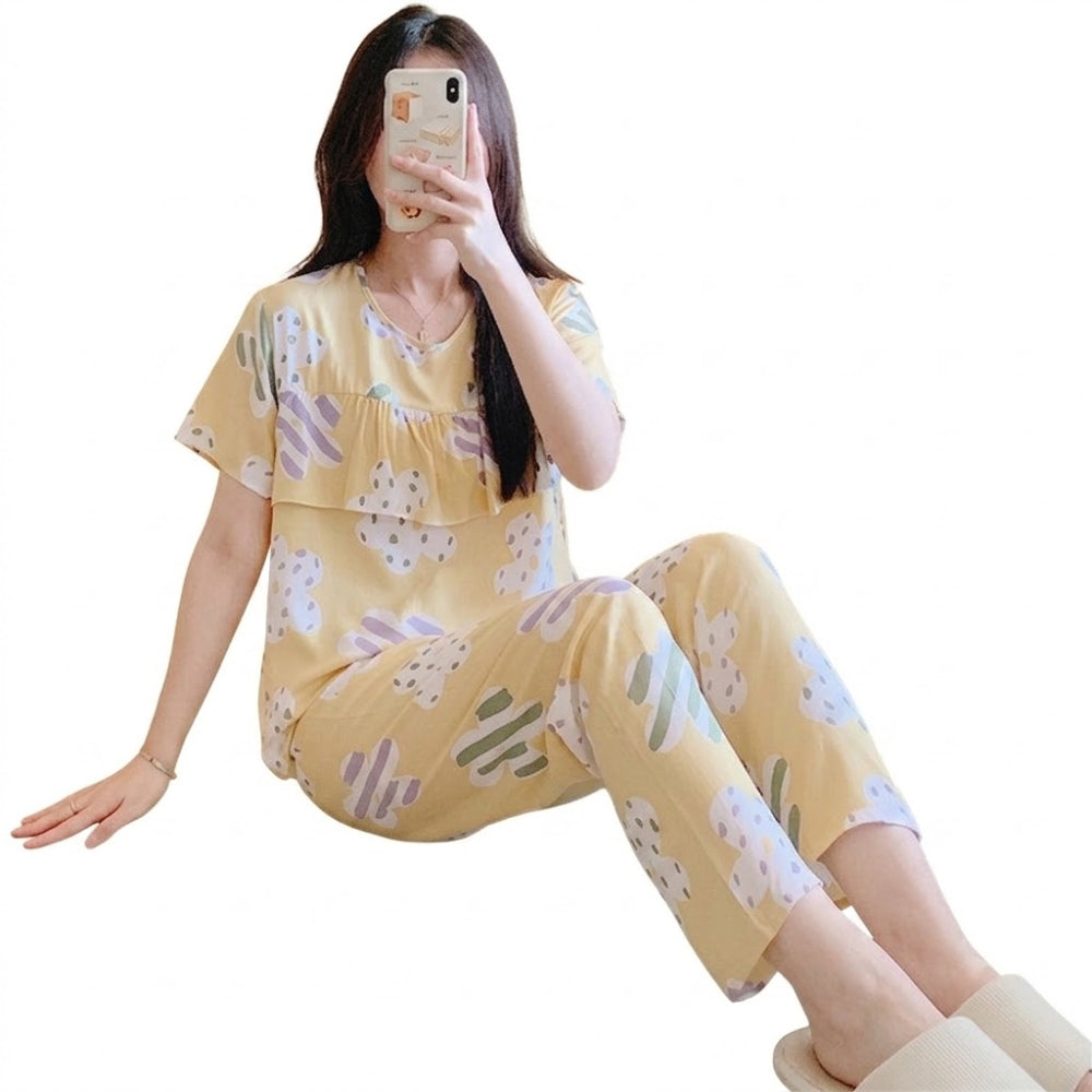 Korean Style Cotton Febric Plus Size Pajama Suit (Printed Edition) | Loose Fit | Home & Outer Wear | Summer Thin Comfort | CLS260625A167