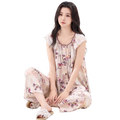 Comfortable Pure Rayon Chinese Style Pajama Set (Summer Edition) Printed Design | Long Pant | Soft & Daily Wear | CLS260512A121
