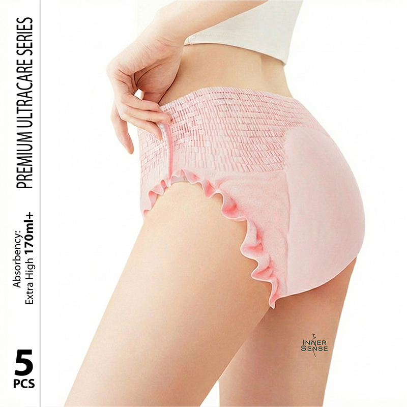 ISB Sanitary Napkin Pants – PREMIUM ULTRACARE SERIES | 5 PCS SET | Absorbency: Extra High 170ml+ | Disposable Menstrual Pants | Period Panties with Ultra Thin Design | Period Pants | ISNP260501910