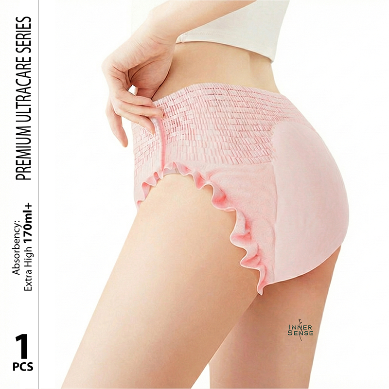 ISB Sanitary Napkin Pants – PREMIUM ULTRACARE SERIES. | Disposable Menstrual Pants | 1 PCS |  Ultrathin | Absorbency: Extra High 170ml+ | Period Pants | ISNP2605019101P