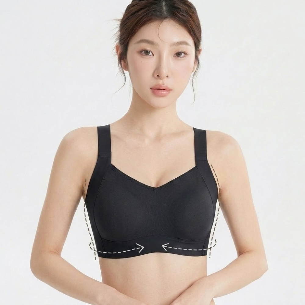 RECIA Seamless Breathable Bra for Large Busts, Rabbit Ear Cup Soft Support, Wireless Bra, Anti-Sagging, Side Breast Gathering | CB260625A169