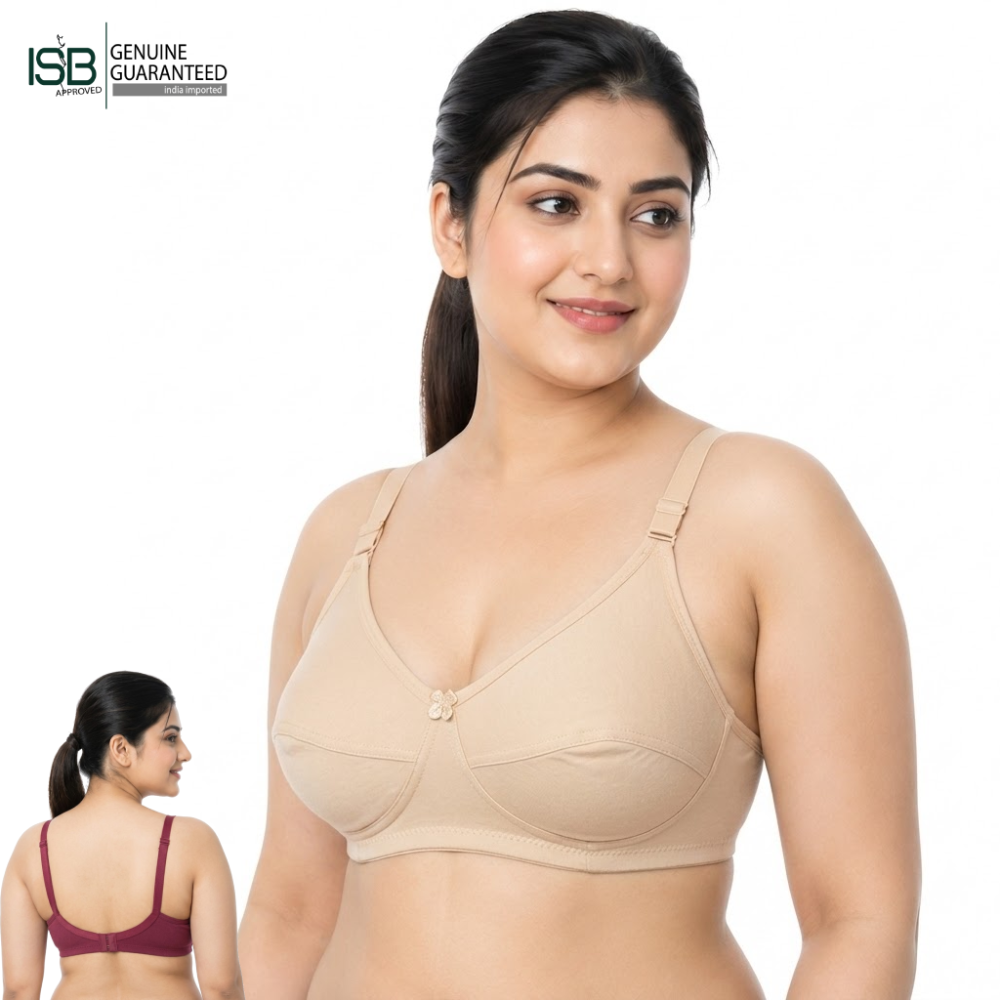 GUDDI FOURWAY BRA (Cup C) 4-Way Stretch Support | Indian Imported | Firm Shape &amp; Daily Comfort | Indian Imported | ISB Approved Genuine Guaranteed | IB260221992