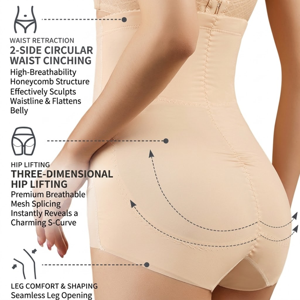 High-Waist Tummy Control Shapewear (Luxury Sculpt Edition) | Strong Tummy Control | Butt Lift Support | Seamless Comfort | ISHR260713A199