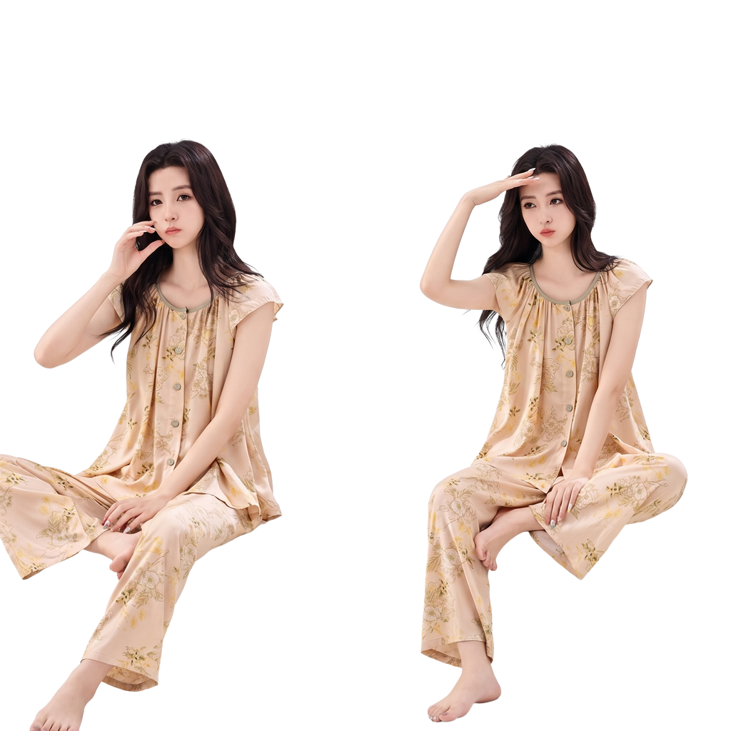 Comfortable Pure Rayon Chinese Style Pajama Set (Summer Edition) Printed Design | Long Pant | Soft & Daily Wear | CLS260512A121