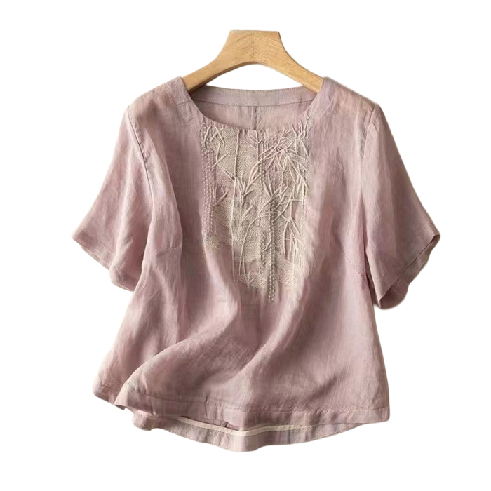 Cotton Western Style Loose T-Shirt (Age-Reducing Edition) Short Sleeve | Elegant Fit | Summer Comfortable Wear | CDR260503A103