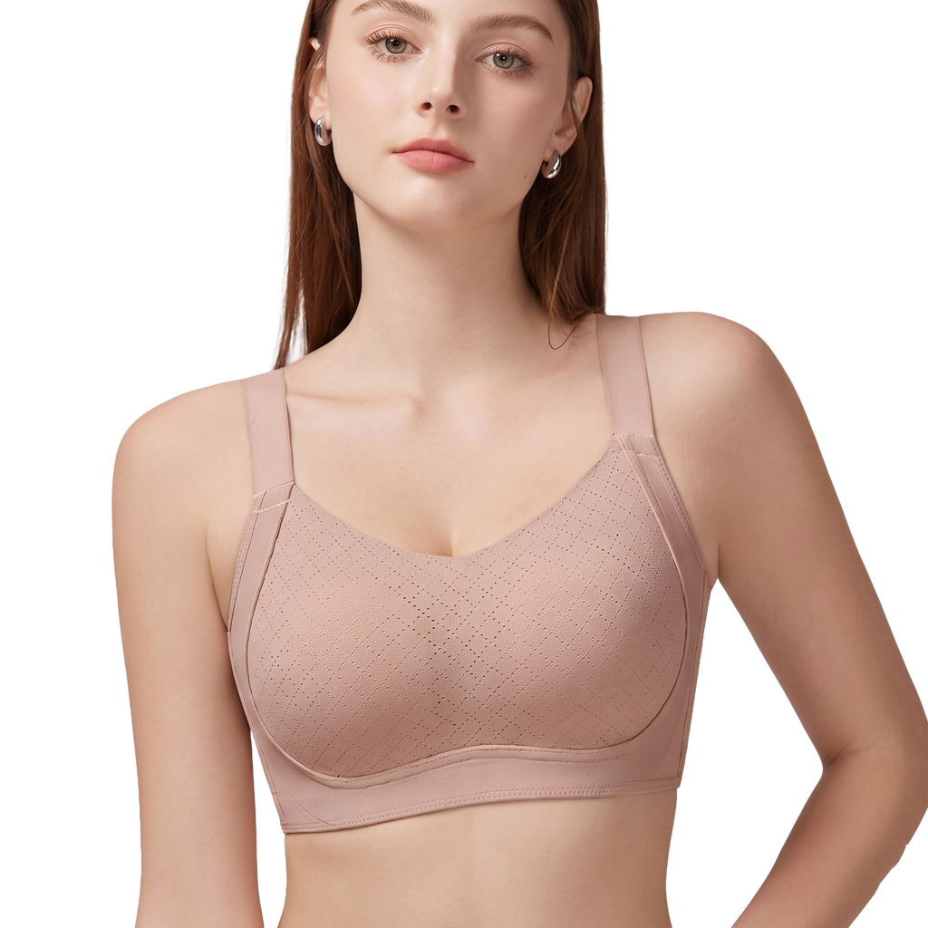 MEXO Seamless Full-Cover Glossy Bra (Wire-Free) | Cup C/D | 4 Hook Breathable Thin Design | Anti-Sagging Lift | Smooth Daily Comfort | CB260417A072