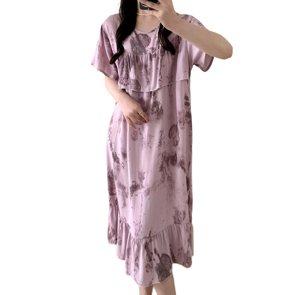 Cotton Silk Cute Anti-Bump Dress (Large Size Edition) Short Sleeve | Spring–Autumn &amp; Summer Wear | Thin &amp; Breathable Comfort | CLS260501A097