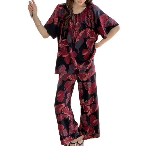 Cotton Silk Fairy Pajama Set (Two-Piece) Short Sleeve | Spring &amp; Summer Wear | Soft &amp; Elegant Daily Comfort | CLS260423A080