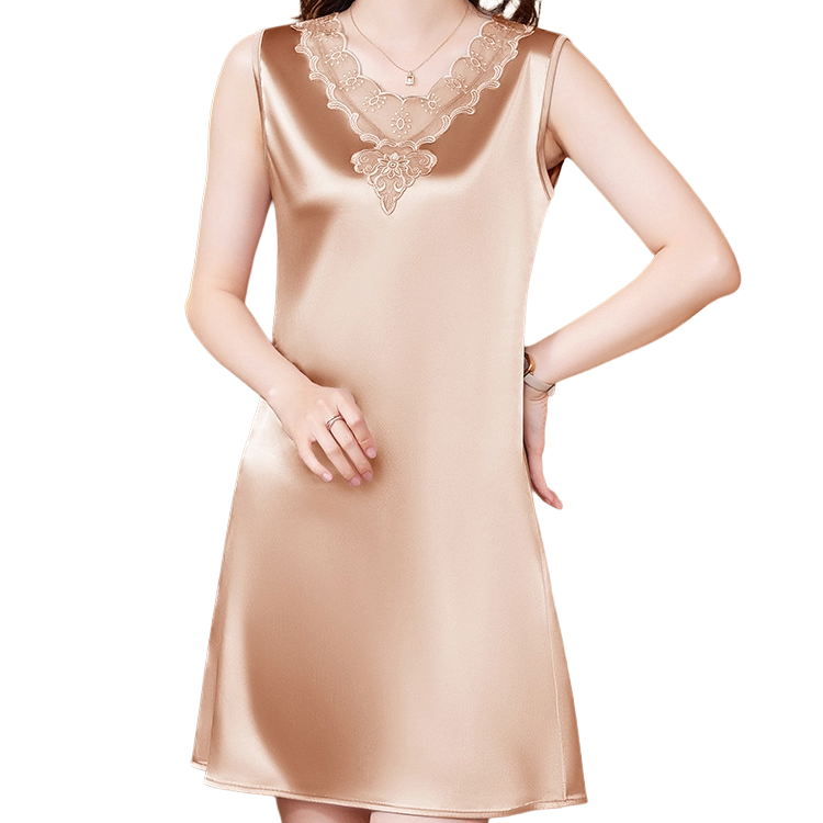 Mulberry Silk Camisole Nightgown (Summer Edition) Thin &amp; Breathable | Fashionable Home + Outer Wear | Smooth Premium Feel | ISNG260420A077