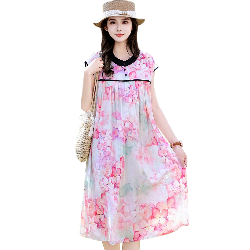 Cotton Silk High-End Casual Dress (Western Style Edition) Fashionable Mid-Length | Soft Elegant Flow | Home + Outside Wear | CLS260428A089