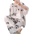 Cotton Silk Printed Pajama Set (Antique Style Edition) Two-Piece Suit | Elegant Half Sleeve | Home + Outer Wear Comfort | CLS260508A109