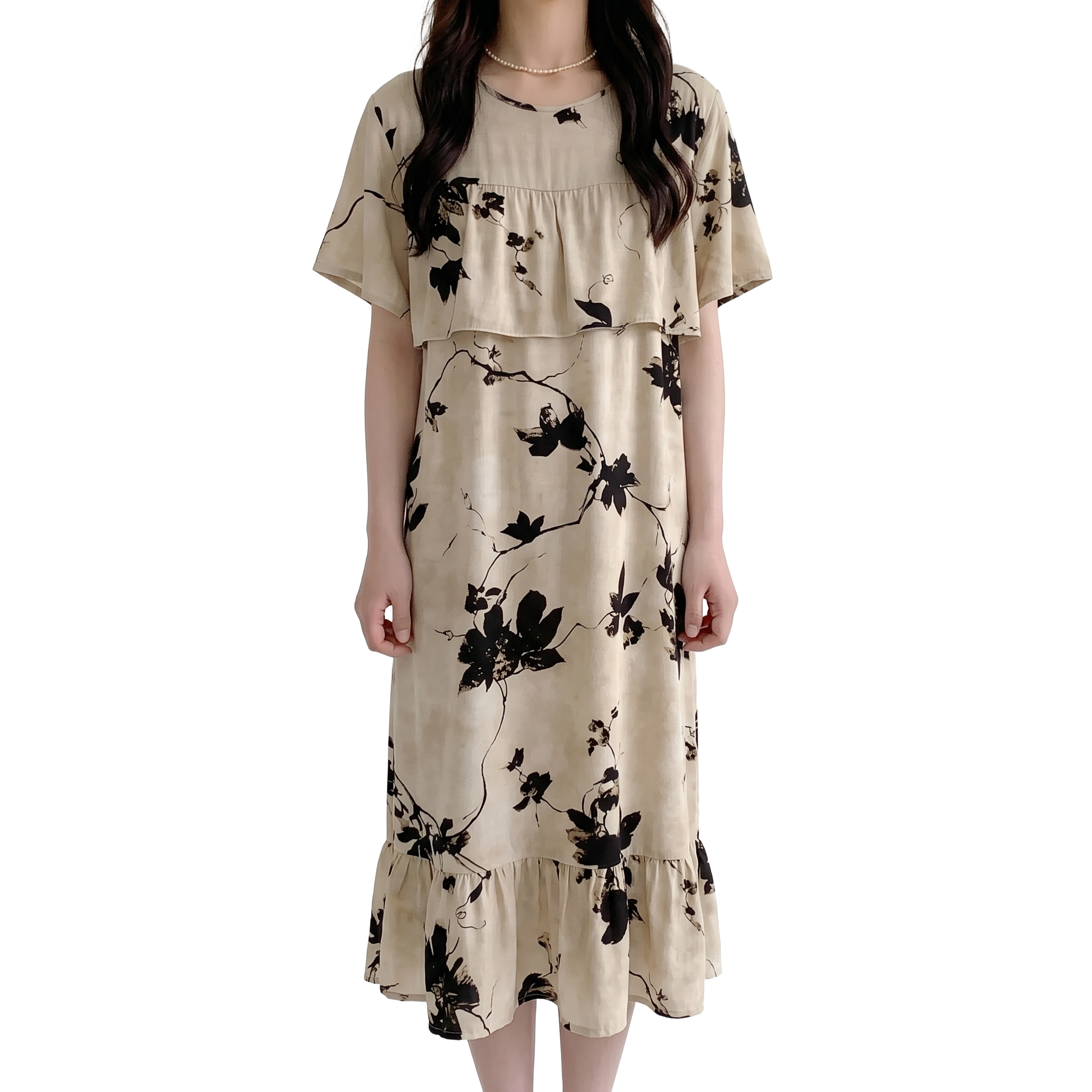 Cotton Silk Cute Anti-Bump Dress (Large Size Edition) Short Sleeve | Spring–Autumn &amp; Summer Wear | Thin &amp; Breathable Comfort | CLS260501A097