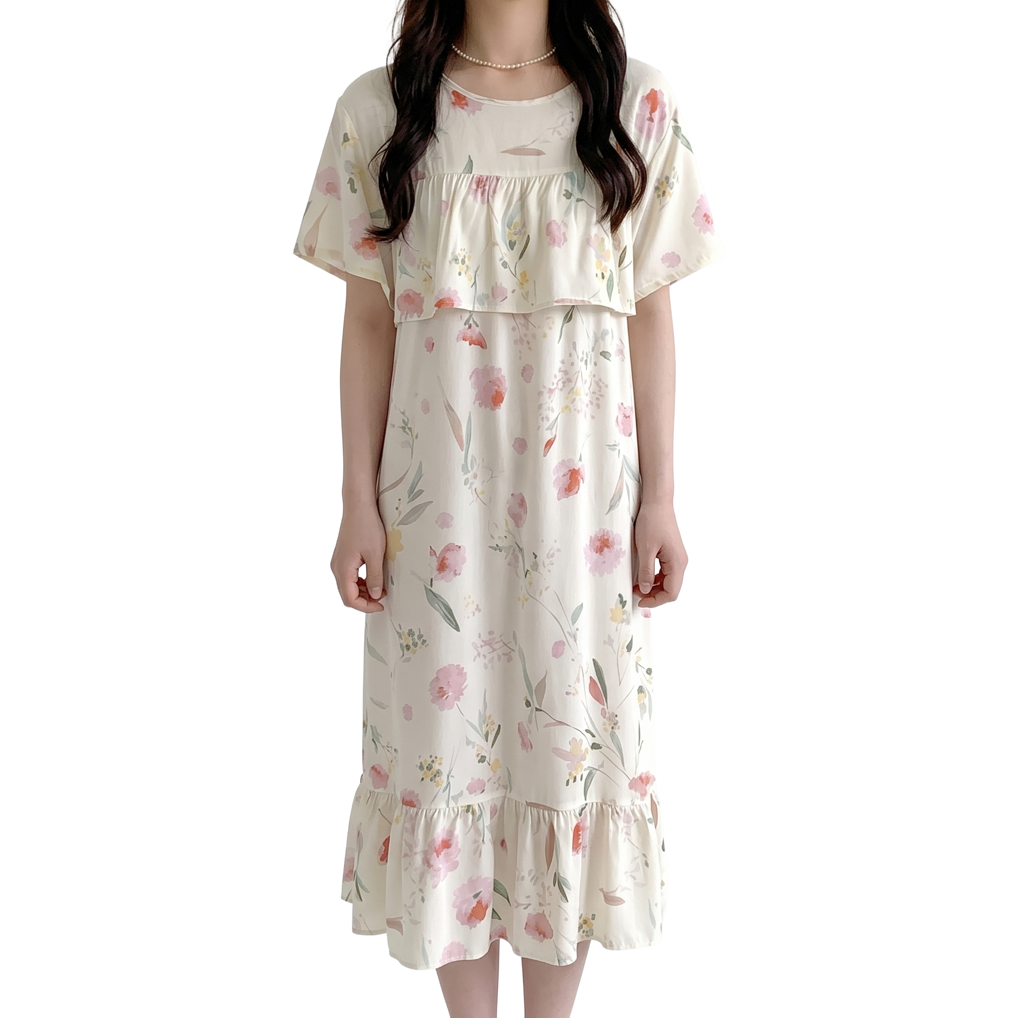 Cotton Silk Cute Anti-Bump Dress (Large Size Edition) Short Sleeve | Spring–Autumn &amp; Summer Wear | Thin &amp; Breathable Comfort | CLS260501A097