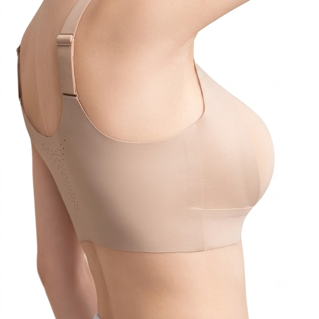LEVA Front-Opening Zipper Fixed Cup Bra | Cup B/C/D | Comfortable Lift | Breathable Wire-Free Bra | CB260804A268