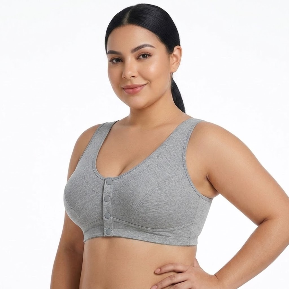 ISRA Front Button Large Size Bra (Premium Comfort Edition) | Full Cup | Cotton Thin | Front Button Closure | Anti-Sagging Support | Plus Size | CB260627A171