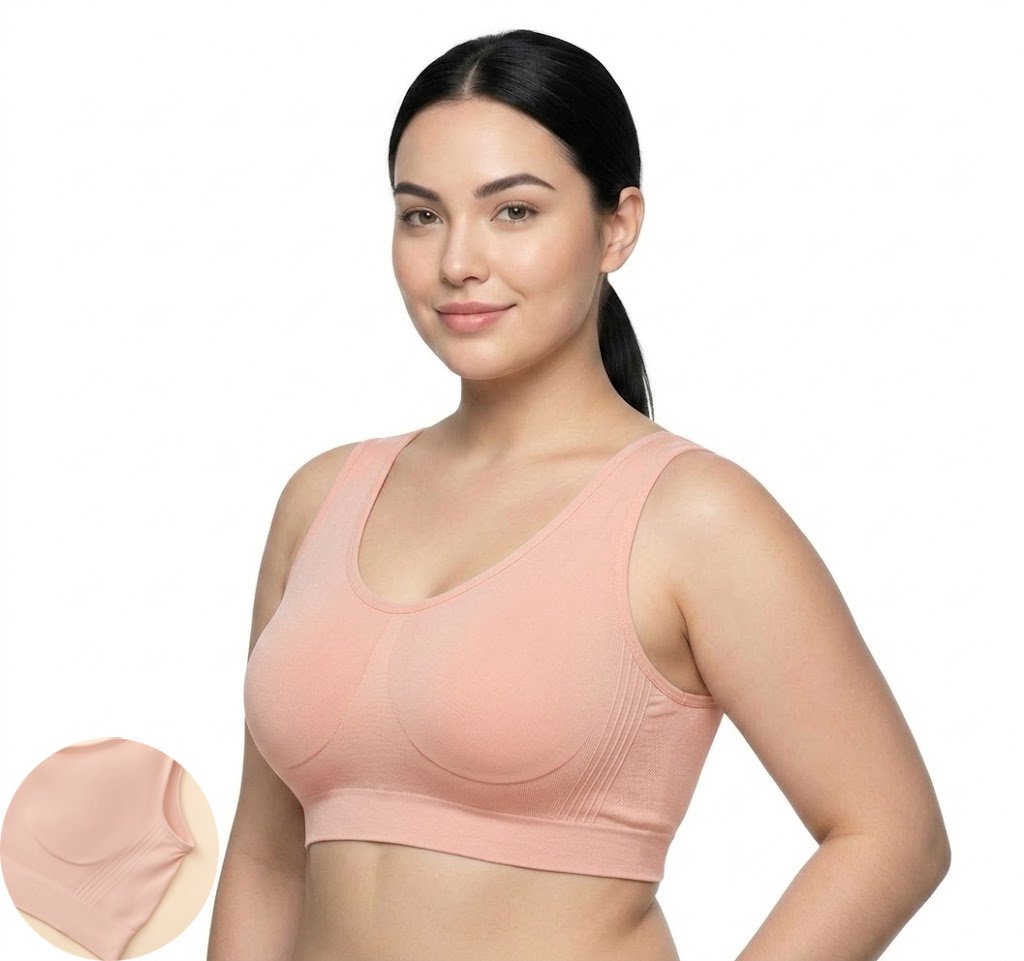 MUNA Plus-Size Ultra-Thin Bra | Large Bust Minimizing | Tank Top Style | ONE SIZE 40 IN 64 | Side Breast Gathering | Seamless Comfort | CT260818A307
