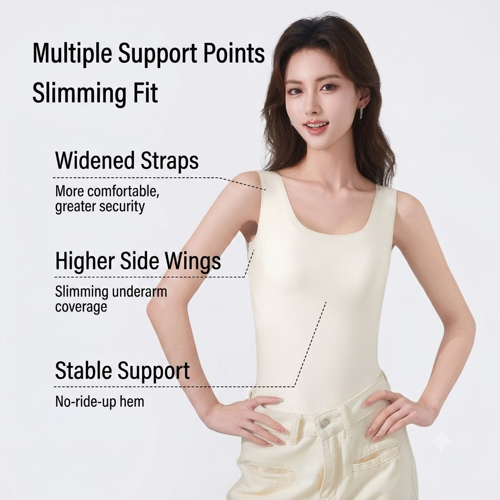 SYVA Camisole with Built-In Tank Top | Summer Comfort | Seamless Fixed Cup | Plus Size | Wire-Free Comfort |  Daily Wear | CT260802A263