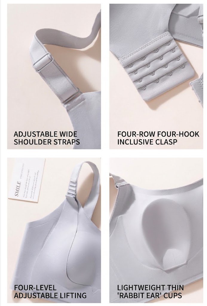 FEXI Soft Supportive Full Coverage Bra | Rabbit Ear Lift-Up Design | Cup C/D/E | 4 Hook | Seamless | Wire-Free Comfort | CB260725A243