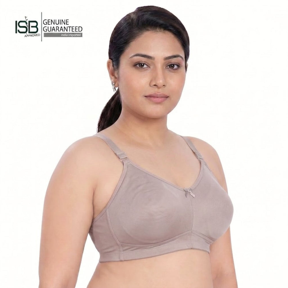 KISSES LIZA Non-Padded, Non-Wired, Full Coverage, Seamless 100% Cotton Feel Fabric Bra | C D Cup | Indian Imported | ISB Approved Genuine Guaranteed | IB260608A147