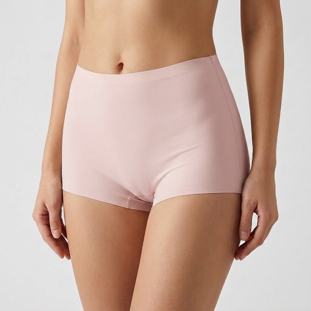 Ice Silk Seamless Safety Boxer Briefs Shorts | Anti-Exposure | Women’s Boxer Briefs | Two-in-One | Breathable Mid-Waist Leggings | ISCP260826A354