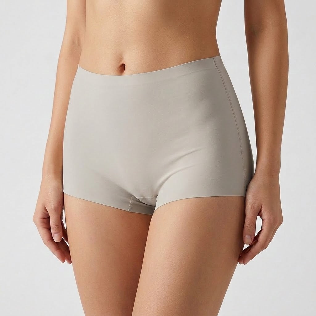 Ice Silk Seamless Safety Boxer Briefs Shorts | Anti-Exposure | Women’s Boxer Briefs | Two-in-One | Breathable Mid-Waist Leggings | ISCP260826A354