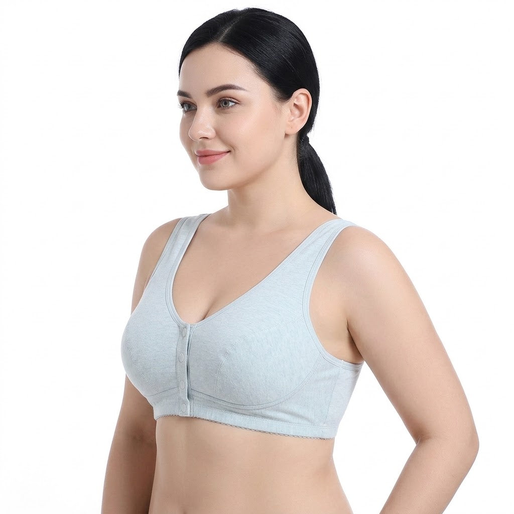 FELY Front-Opening Buckle Breathable Bra | Thin & Comfortable Wear | Nursing-Friendly Women’s Bra | CB260826A347