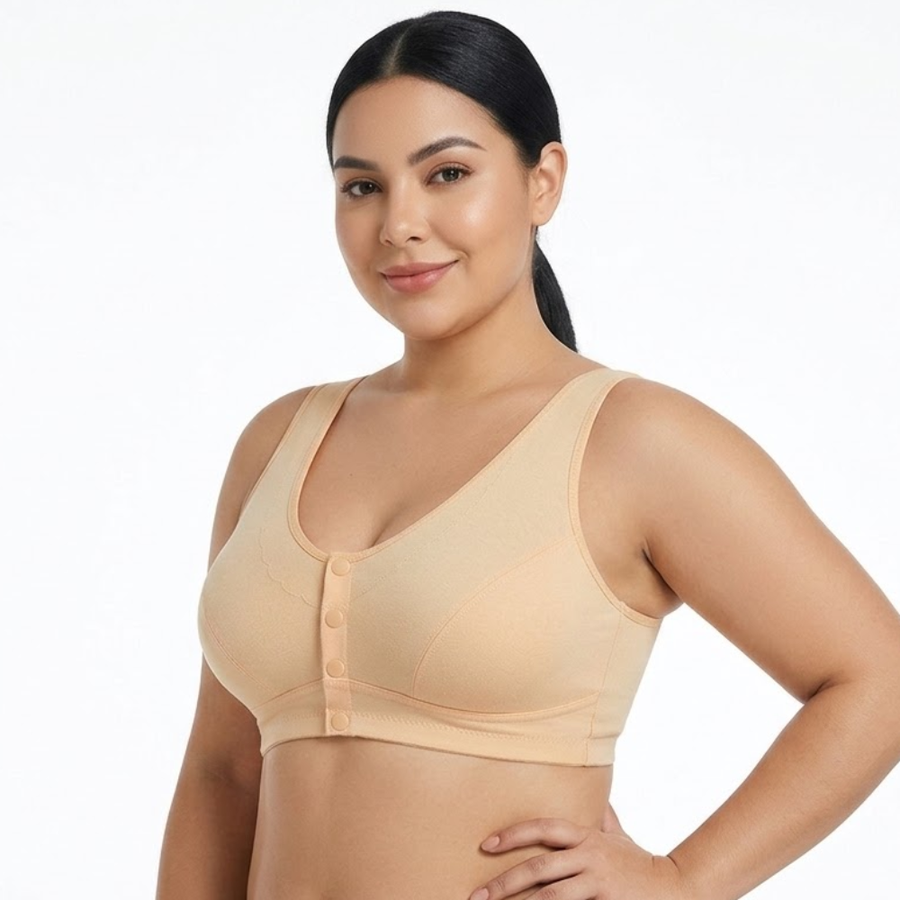 ISRA Front Button Large Size Bra (Premium Comfort Edition) | Full Cup | Cotton Thin | Front Button Closure | Anti-Sagging Support | Plus Size | CB260627A171