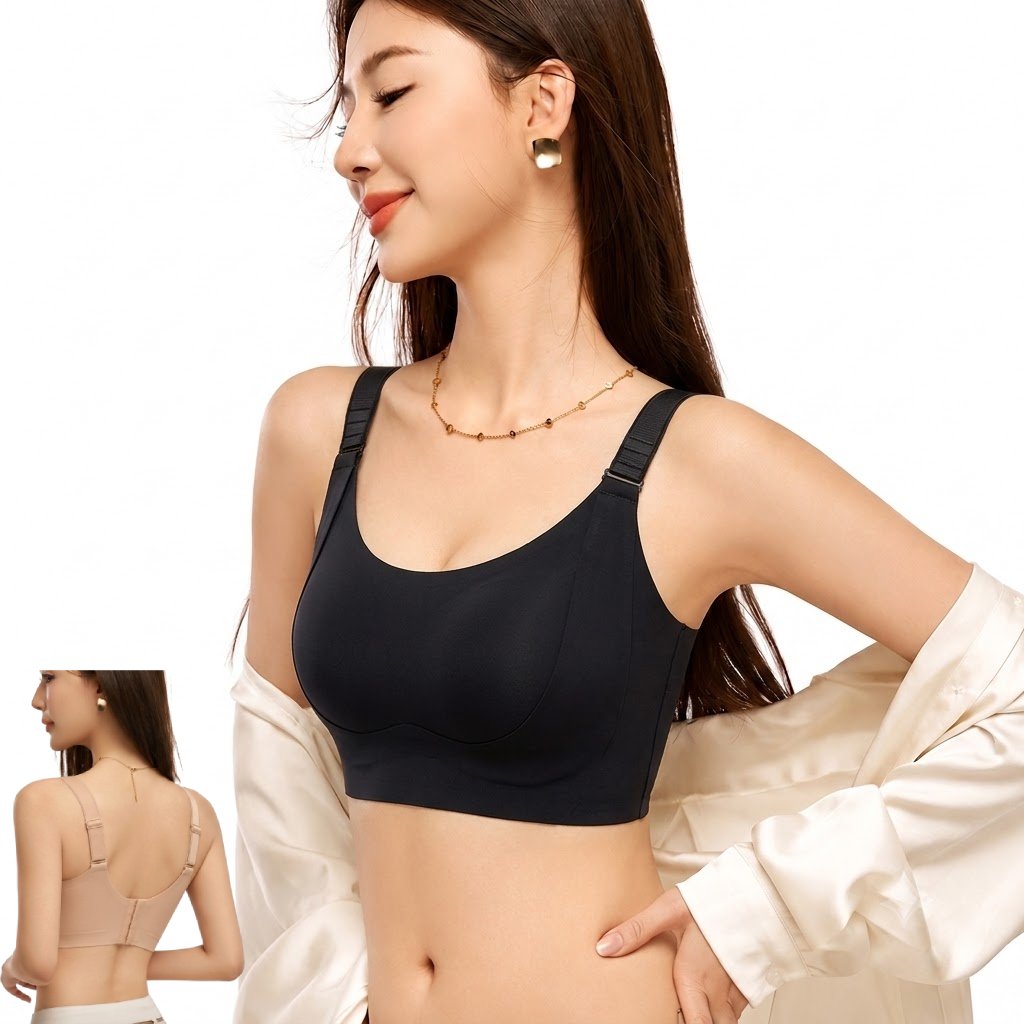 FEXI Soft Supportive Full Coverage Bra | Rabbit Ear Lift-Up Design | Cup C/D/E | 4 Hook | Seamless | Wire-Free Comfort | CB260725A243