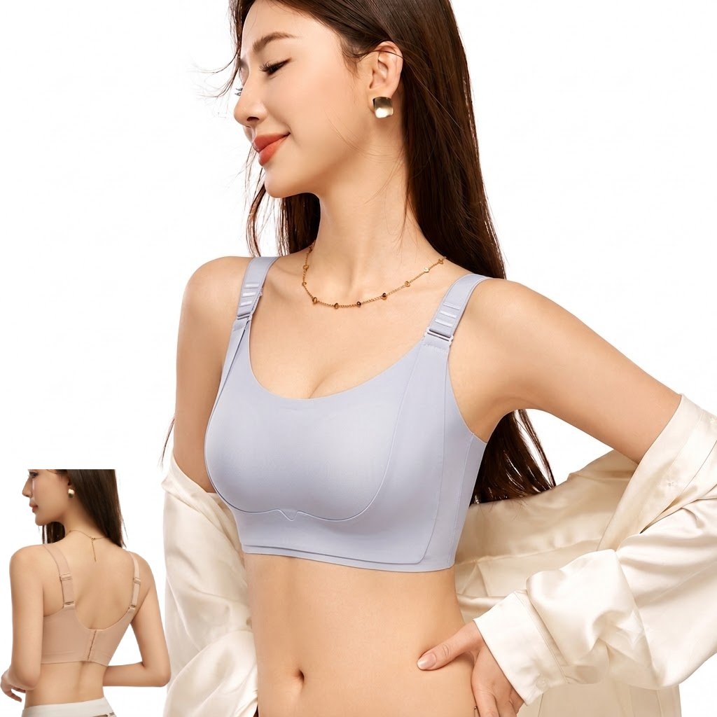 FEXI Soft Supportive Full Coverage Bra | Rabbit Ear Lift-Up Design | Cup C/D/E | 4 Hook | Seamless | Wire-Free Comfort | CB260725A243
