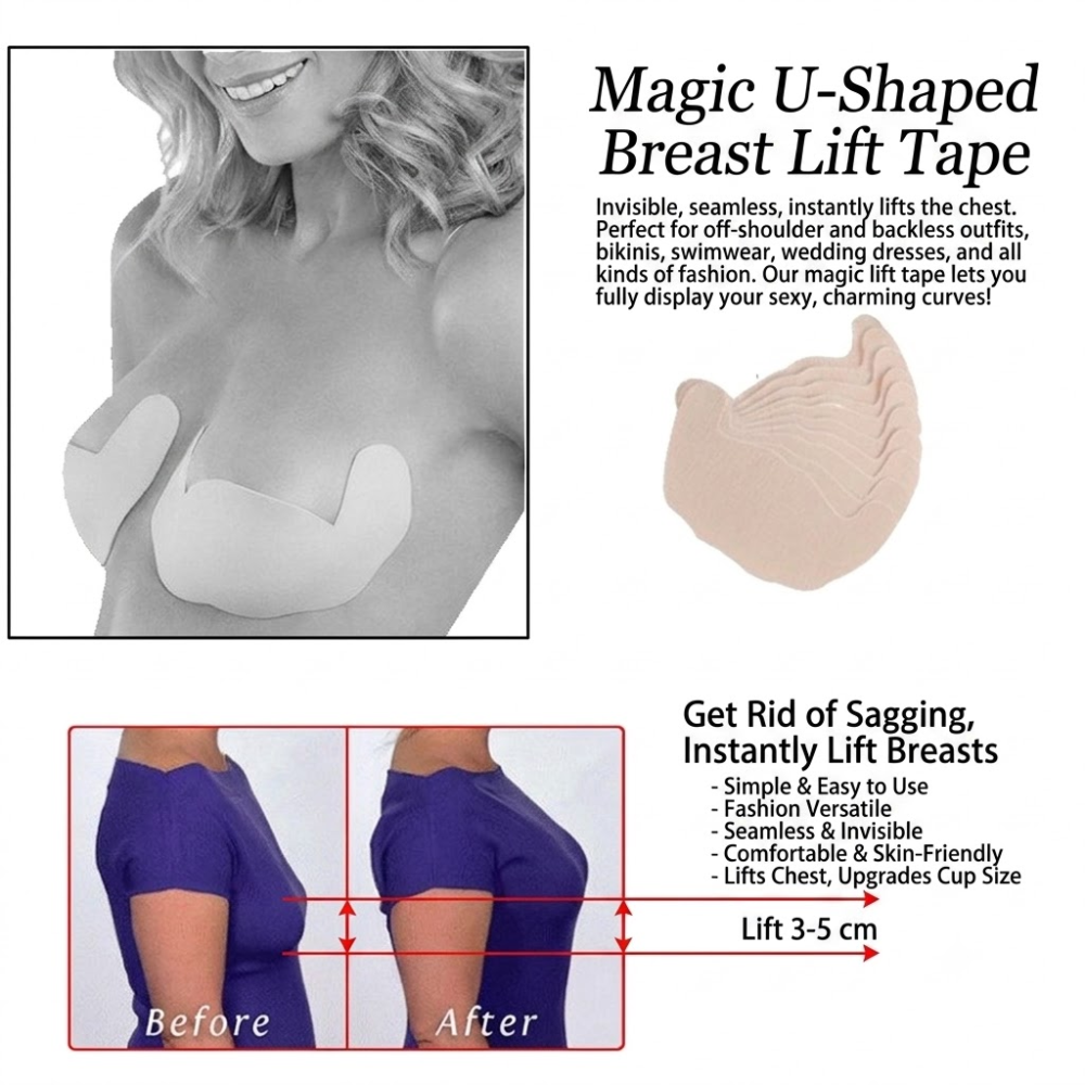 Invisible Breast Lift Nipple Covers 3 PCS Set (Ultra-Thin Edition) | Push-Up Support | Cup A/B/C/D | Large Bust | Seamless Invisible Fit | ISMT260704A191