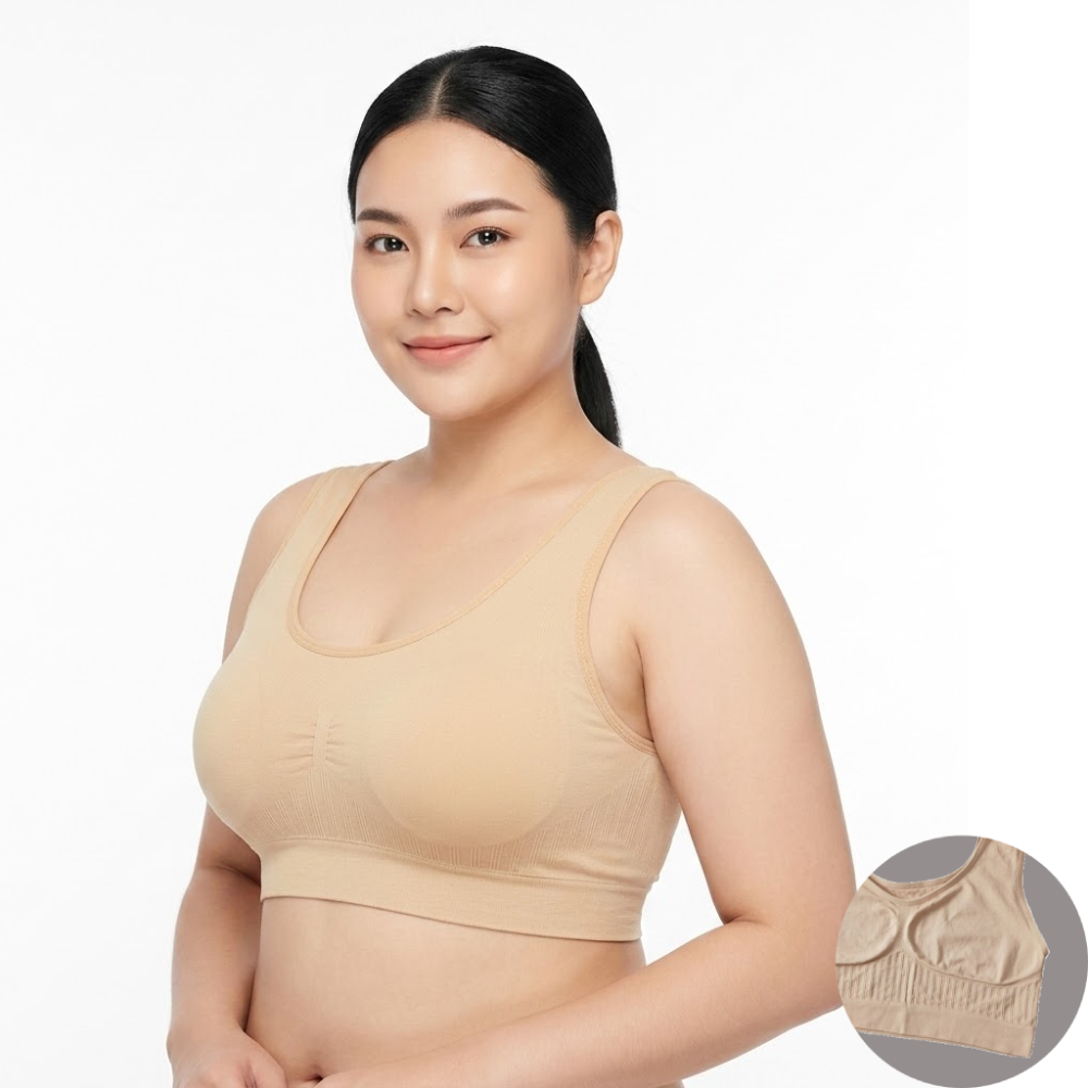 PAVI Skin Color Seamless Soft Comfortable Breathable Single-Layer Tank Top Bra Vest | CT251025824