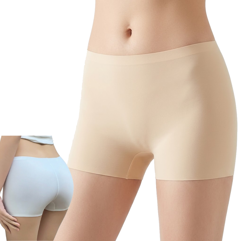Ice Silk Non-Marking Safety Boxer Panty | Mid-Waist | Anti-Exposure | Breathable Seamless Comfort | ISCP260719A208