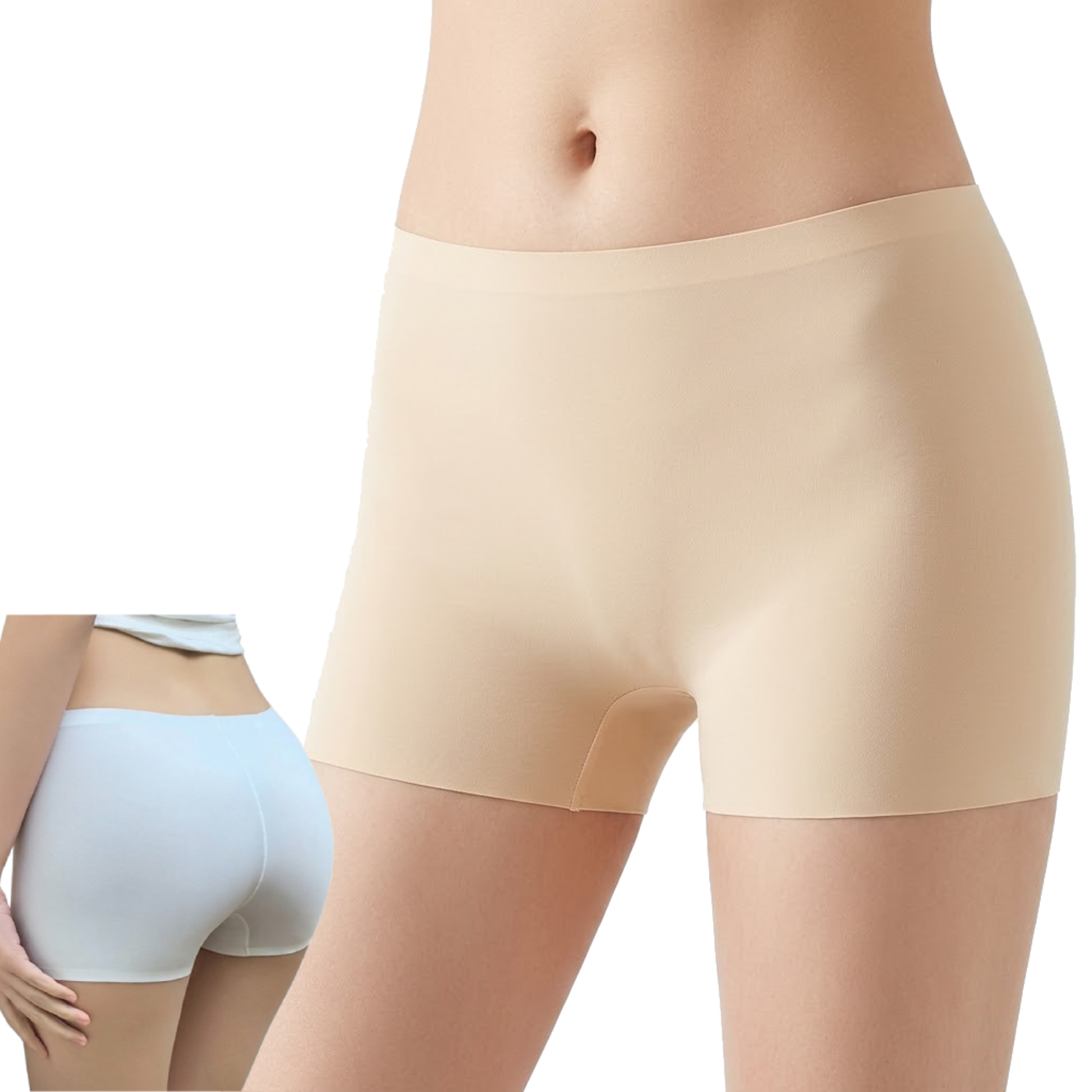 Ice Silk Non-Marking Safety Boxer Panty | Mid-Waist | Anti-Exposure | Breathable Seamless Comfort | ISCP260719A208
