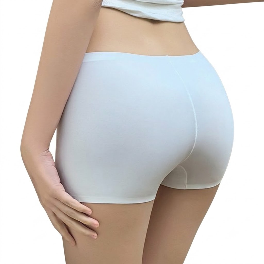 Ice Silk Non-Marking Safety Boxer Panty | Mid-Waist | Anti-Exposure | Breathable Seamless Comfort | ISCP260719A208