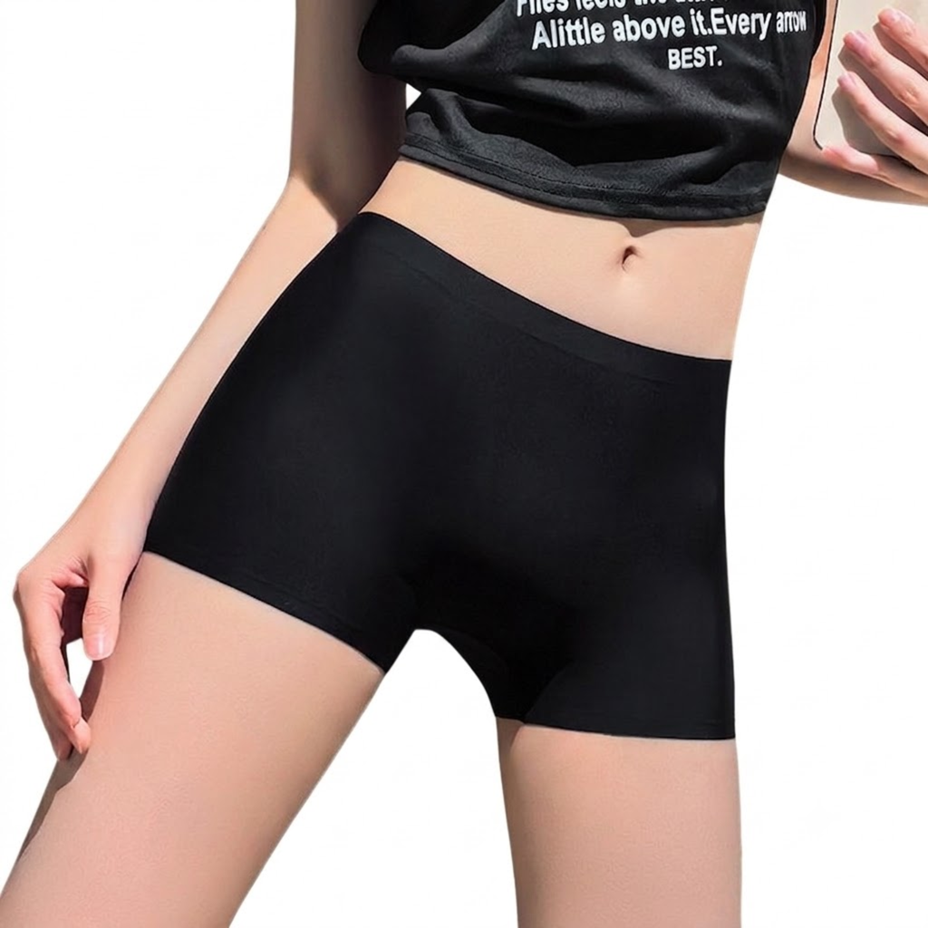 Ice Silk Non-Marking Safety Boxer Panty | Mid-Waist | Anti-Exposure | Breathable Seamless Comfort | ISCP260719A208