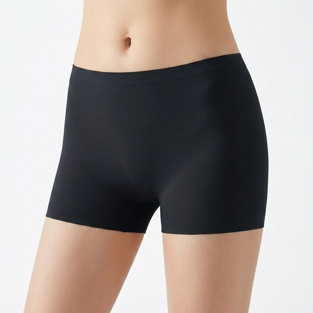 Ice Silk Non-Marking Safety Boxer Panty | Mid-Waist | Anti-Exposure | Breathable Seamless Comfort | ISCP260719A208