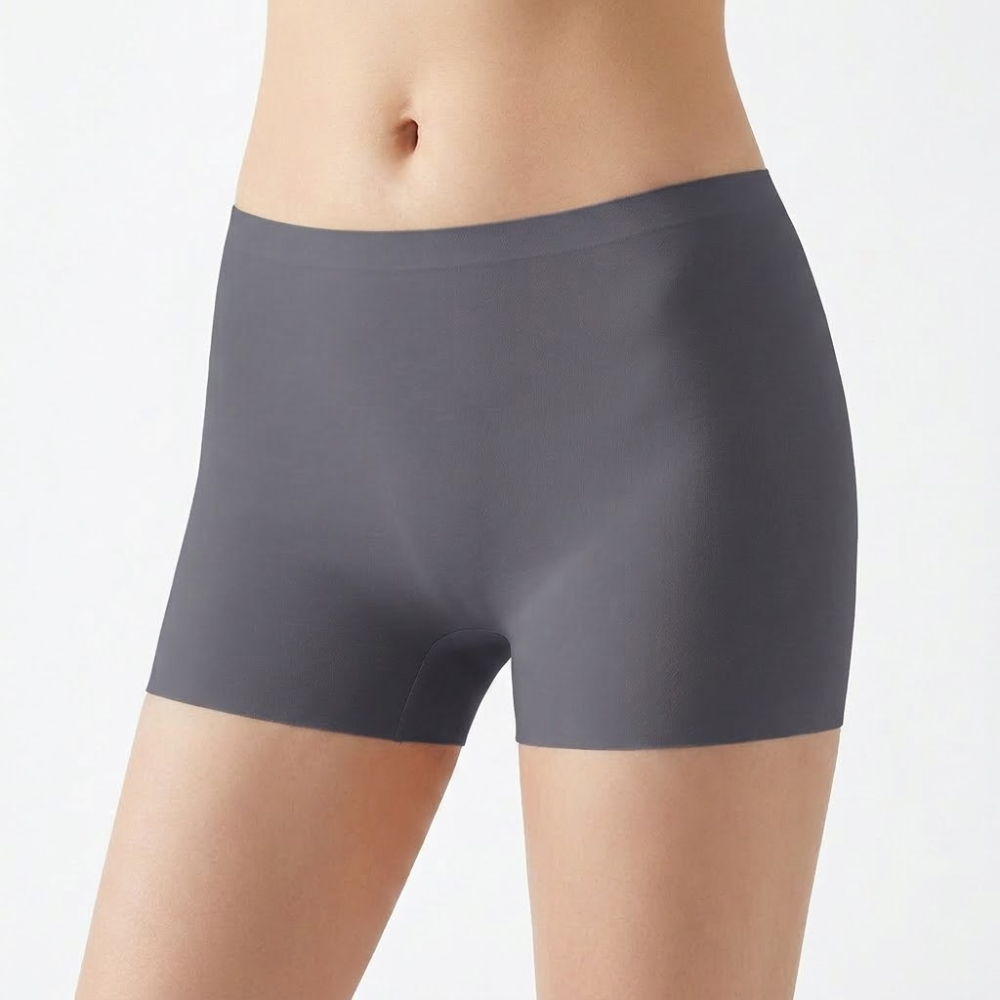 Ice Silk Non-Marking Safety Boxer Panty | Mid-Waist | Anti-Exposure | Breathable Seamless Comfort | ISCP260719A208
