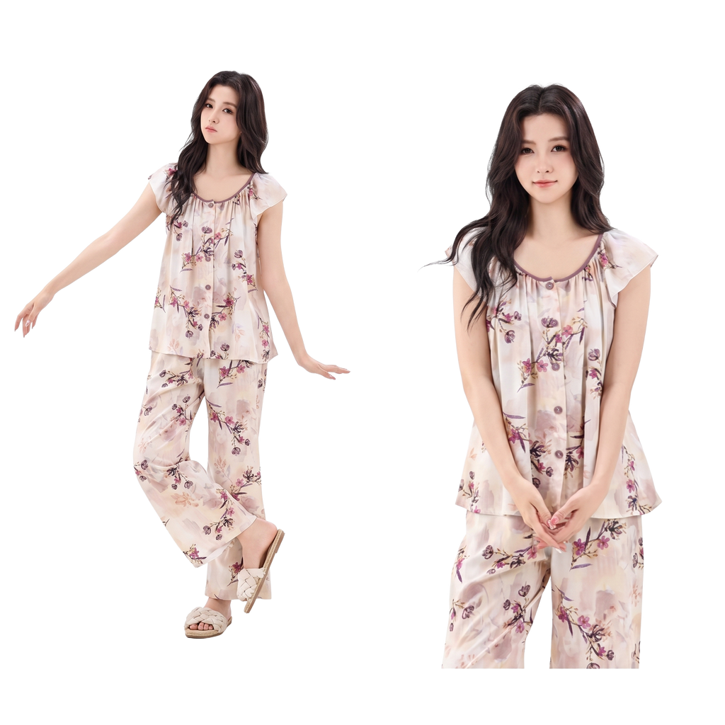 Comfortable Pure Rayon Chinese Style Pajama Set (Summer Edition) Printed Design | Long Pant | Soft & Daily Wear | CLS260512A121