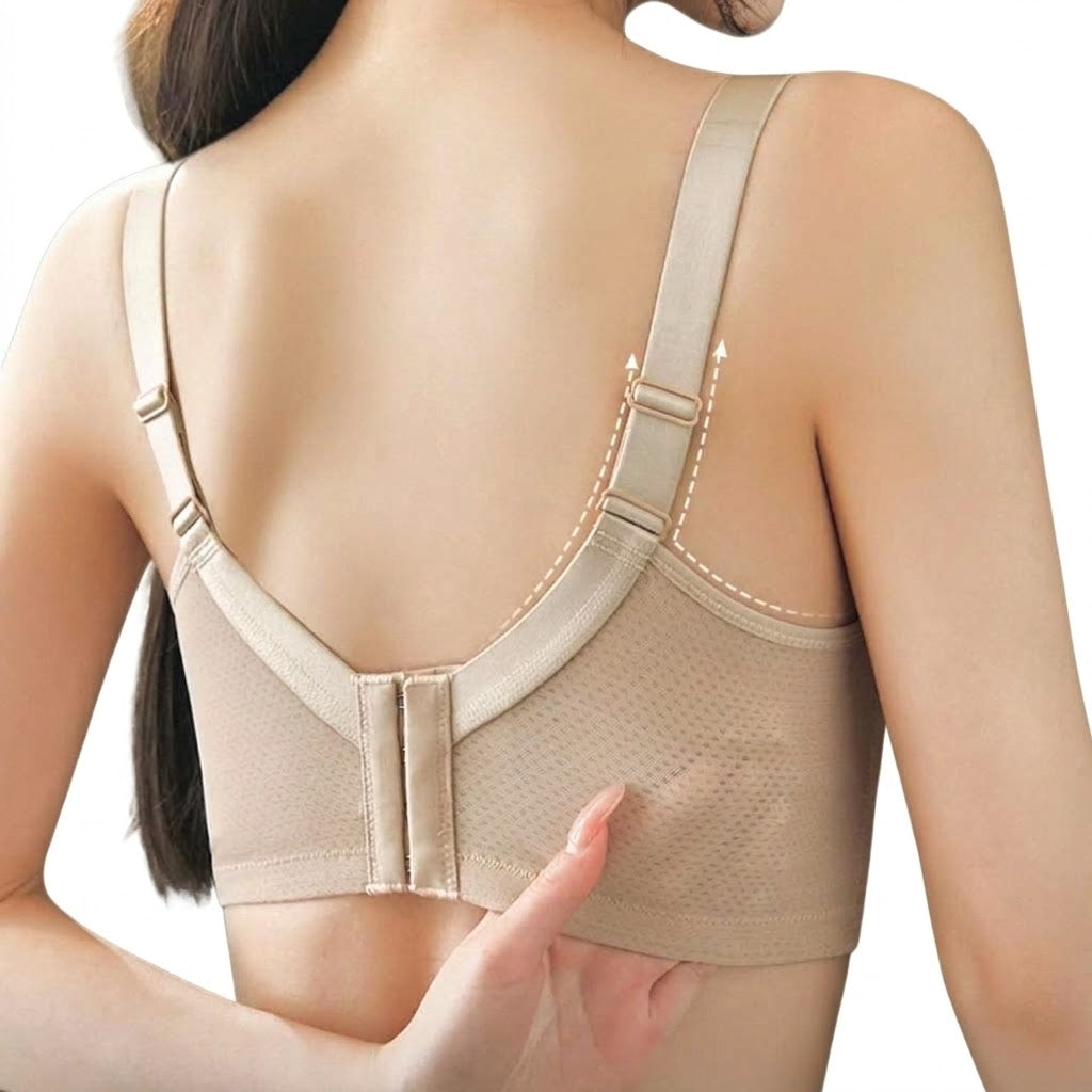 LOVA  Full Coverage Anti-Sagging Bra | Super Soft Steel Ring | Cup C/D | 4 Hook | Thin Breathable Large Size Bra | Big Bust Support | CB261003A405