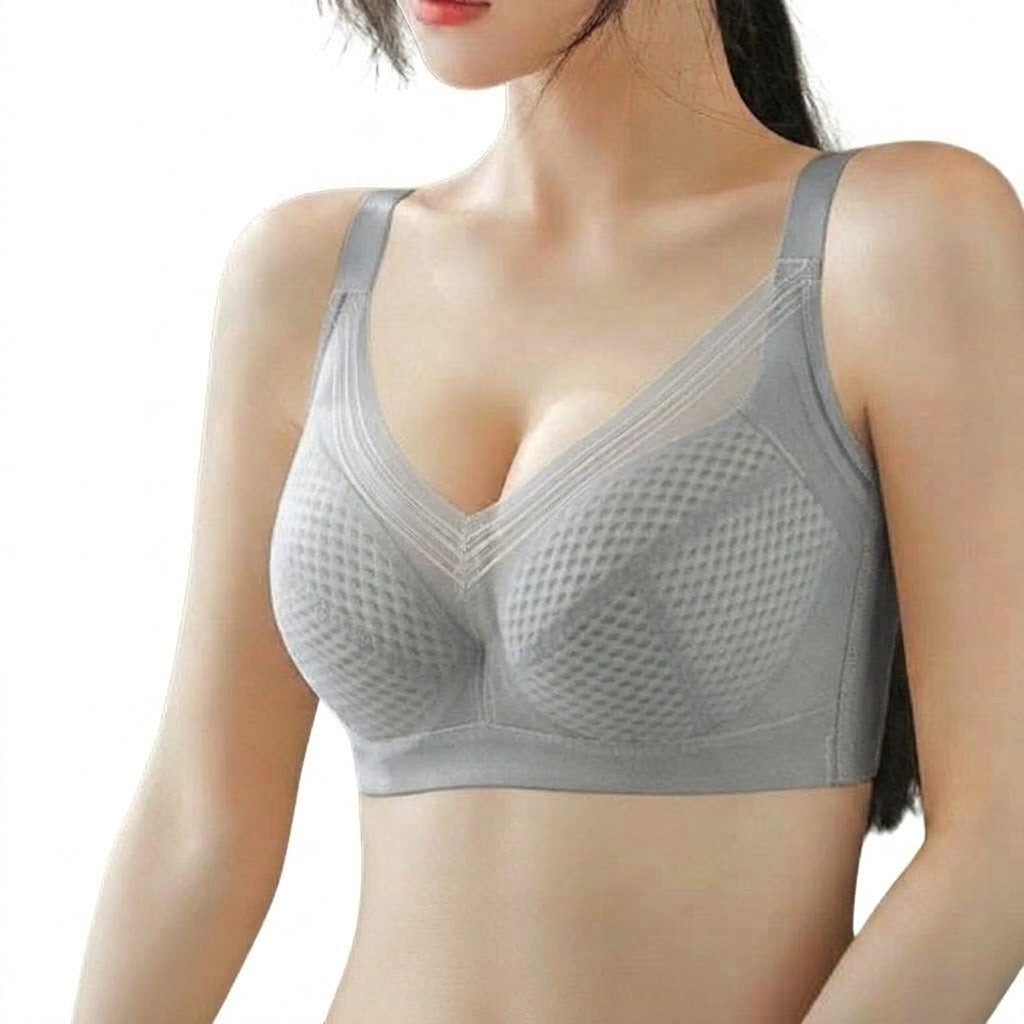 LOVA  Full Coverage Anti-Sagging Bra | Super Soft Steel Ring | Cup C/D | 4 Hook | Thin Breathable Large Size Bra | Big Bust Support | CB261003A405