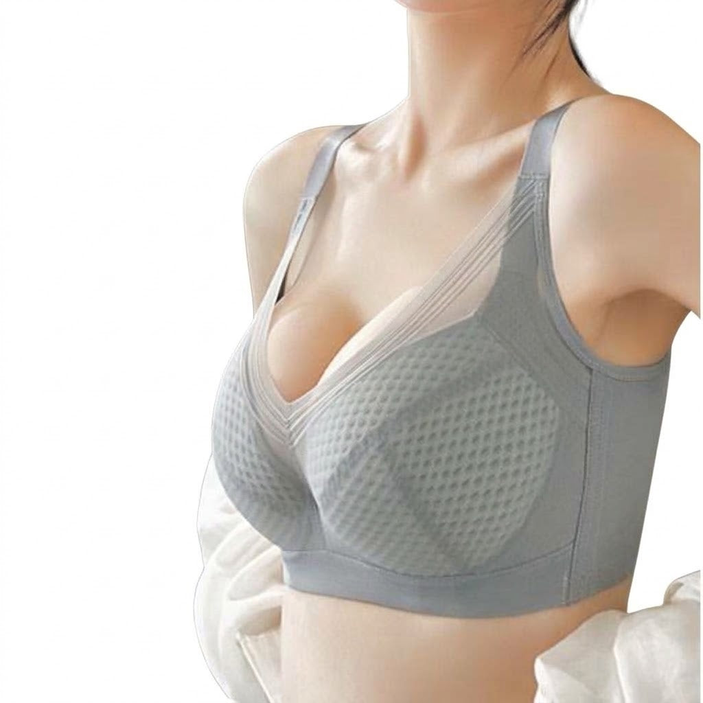 LOVA  Full Coverage Anti-Sagging Bra | Super Soft Steel Ring | Cup C/D | 4 Hook | Thin Breathable Large Size Bra | Big Bust Support | CB261003A405